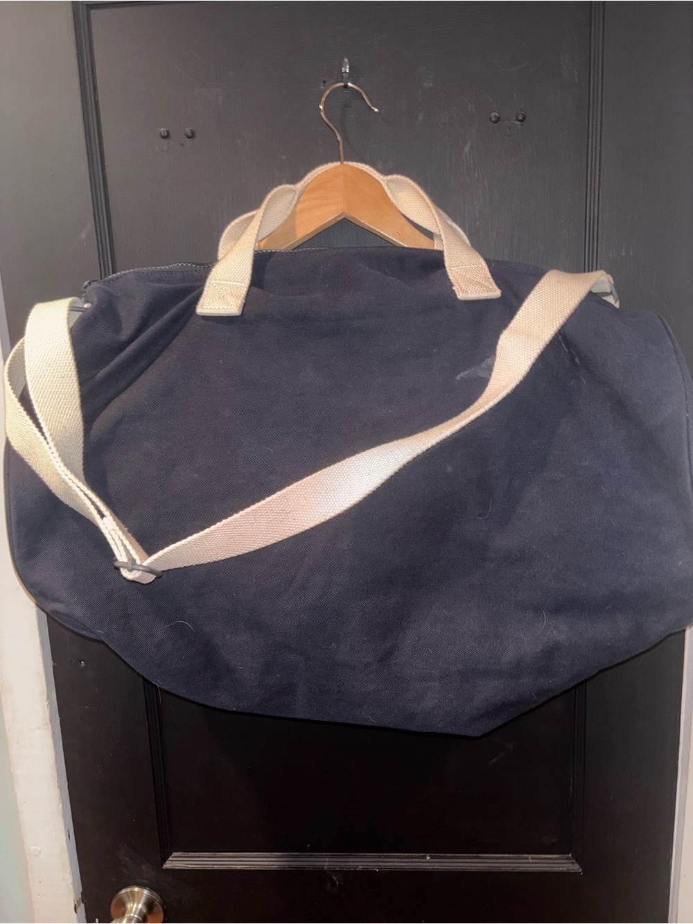 J. Galt Navy Canvas Duffel Bag Weekender Adjustable Strap